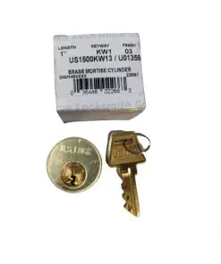 2-PACK US Lock US1500KW13 Brass Mortise Cylinder 1" Length