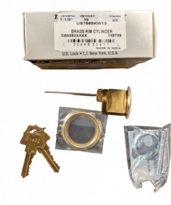 2-PACK US Lock 1-1/8" Rim Cylinder Solid Brass KS Keyway Brass US1565KW13