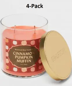 4-PACK Opalhouse 15.1oz Lidded Glass Jar Cinnamon Pumpkin Muffin Candle