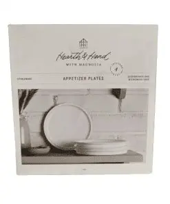 Hearth & Hand with Magnolia 4pk Rim Stoneware Appetizer Plate Set Matte Sour Cream