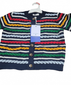 La Ligne x Target Navy/Red/Yellow - Women's Textured Striped Cardigan Sweater
