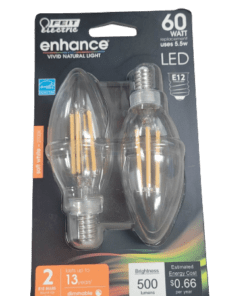 12-Pack FEIT Electric 60w B10 Candelabra Dimmable LED Light Bulb, Soft White