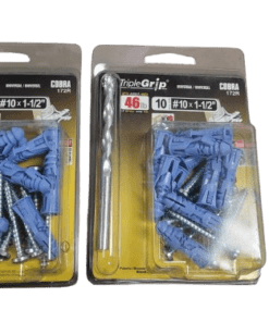 2-PACK Cobra Triple-Grip 1.26" x 0.31" Medium-Duty Anchors w/ Screws [10/Pack]