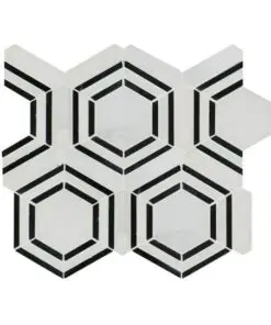 5-PACK MSI Georama Nero 13" x 11" Polished Marble Mesh-Mount Mosaic Tile