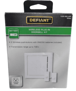 Defiant Wireless Plug-In Doorbell Kit with 2 Wireless Push Buttons in White