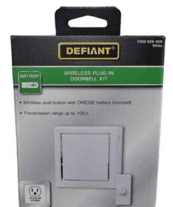 Wireless Plug-In Doorbell Kit with Wireless Push Button in White - 18000015