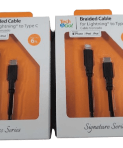 2-PACK Tech & Go 6 Ft. Braided Cable Lightning to Type-C in Black