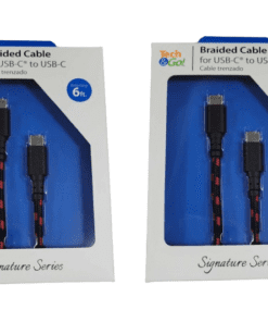 2-PACK Tech & Go 6Ft USB-C to USB-C Braided Cable in Black and Red 215-1238-TG4