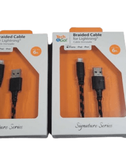 2-PACK Tech & Go 6 Ft. Braided Cable USB to Lightning in Black and Red
