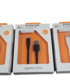 3-PACK Tech & Go 6 Ft. Braided Cable USB to Lightning in Black and White