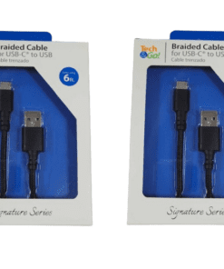 2-PACK Tech & Go 4Ft USB-C to USB Braided Cable in Black 215-1240-TG4