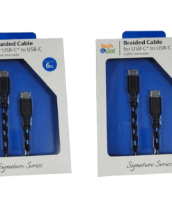 2-PACK Tech & Go 6Ft USB-C to USB-C Braided Cable in Black and Blue 215-1238-TG4