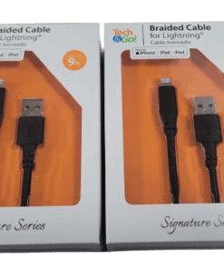 2-PACK Tech & Go 9 Ft. Braided Cable USB to Lightning in Black