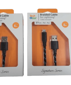 2-PACK Tech & Go 6 Ft. Braided Cable USB to Lightning in Black and Blue