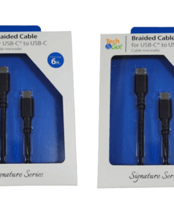 2-PACK Tech & Go 6Ft USB-C to USB-C Braided Cable in Black 215-1238-TG4