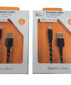 2-PACK Tech & Go 6 Ft. Braided Cable USB to Lightning in Black and Yellow