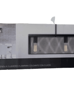 Globe Electric 32 in. 3-Light Black Linear Ceiling Pendant with Metal Mesh Shade