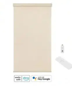 HDC - Linen Cordless Light Filtering Polyester Fabric Smart Roller Shades 48" W x 72" L