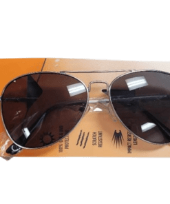 Shadedeye Silver Aviator Sunglasses with Black Arms and Black Lenses