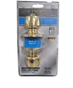 Defiant Brandywine Polished Brass Bed/Bath Privacy Door Knob 332 216