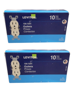 20-PACK Leviton 15 Amp Residential Grade Grounding Duplex Outlet, Light Almond