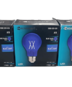 3-PACK Ecosmart 40W A19 Dimmable Filament Blue Glass LED Light Bulb