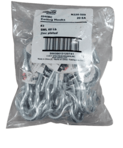 20-PACK National Hardware 0263384 Hook Ceiling 4.125 in. No 3. Zinc