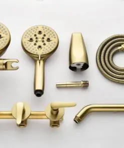 FORCLOVER Triple-Handle Wall Mount 5-Spray Tub and Shower Faucet in Brushed Gold
