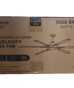 Commercial Electric 6 ft. Indoor/Outdoor Matte Black Ceiling Fan with Wall Control