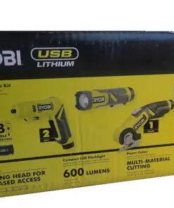 RYOBI USB Lithium 3-Tool Cordless Combo Kit with 2.0 Ah Battery and Charging Cable