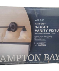 Hampton Bay Ashhurst 3-Light Oil Rubbed Bronze Vanity Light with Frosted Glass Shades