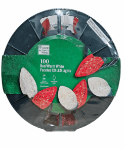 Home Accents Holiday 100 Count Red/Warm White Faceted C9 LED Lights 65ft 4in