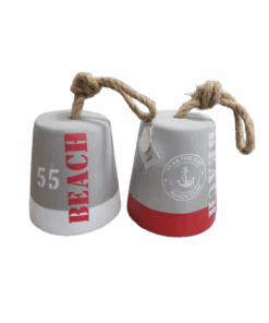 2-PACK Litton Lane Gray Cement Door Stopper Buoy with Rope Accents