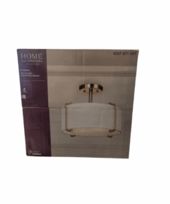 HDC Brookley 14 in. 2-Light Brushed Gold Semi-Flush Mount with White Fabric Shade