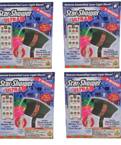 4-PACK Star Shower Ultra 9 Holiday 9-Pattern Christmas Projector Light w Remote