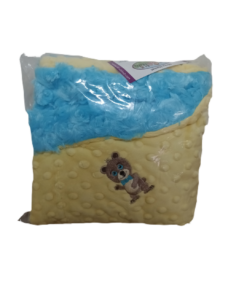 Lil Cub Hub 4BSYDTR-M Boy Bear Minky Blanket Yellow Dot with Turquoise Rosebud Swirl