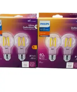 2 pack  -  Philips UltraDef LED 40W Clear Soft White A19 2P: Dimmable