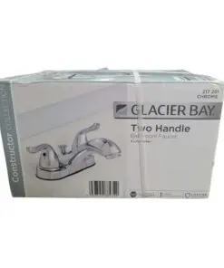 Glacier Bay Constructor 4 in. Double-Handle Low-Arc Bathroom Faucet in Chrome