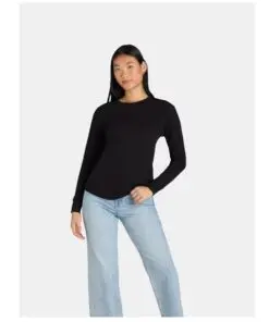3-Pack Time And Tru Women’s Waffle Knit Thermal Long Sleeve Shirt Black, XXL(20)