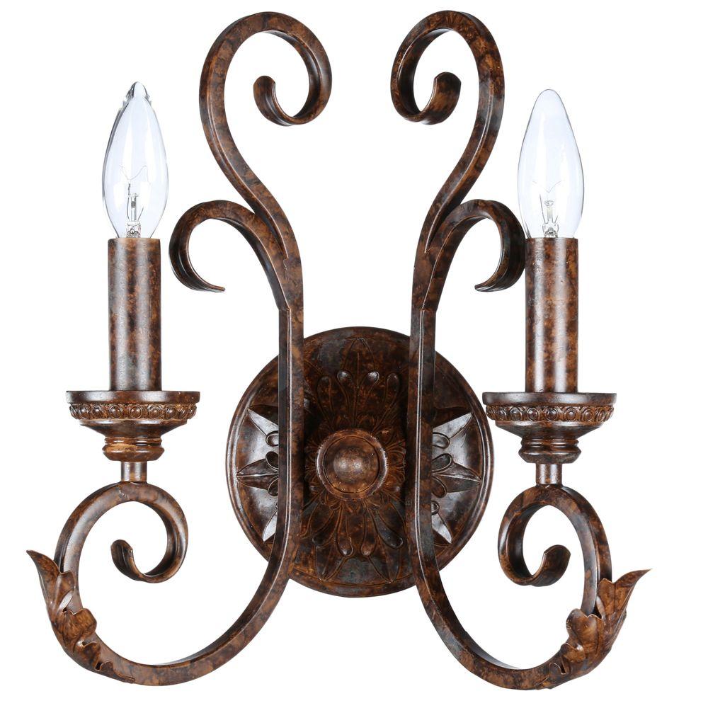 Hampton Bay Candler 25 75 Oil Rubbed Bronze Table Lamp Bell Shaped World Imports Medici Collection 2 Light Oxide Bronze Wall Sconce
