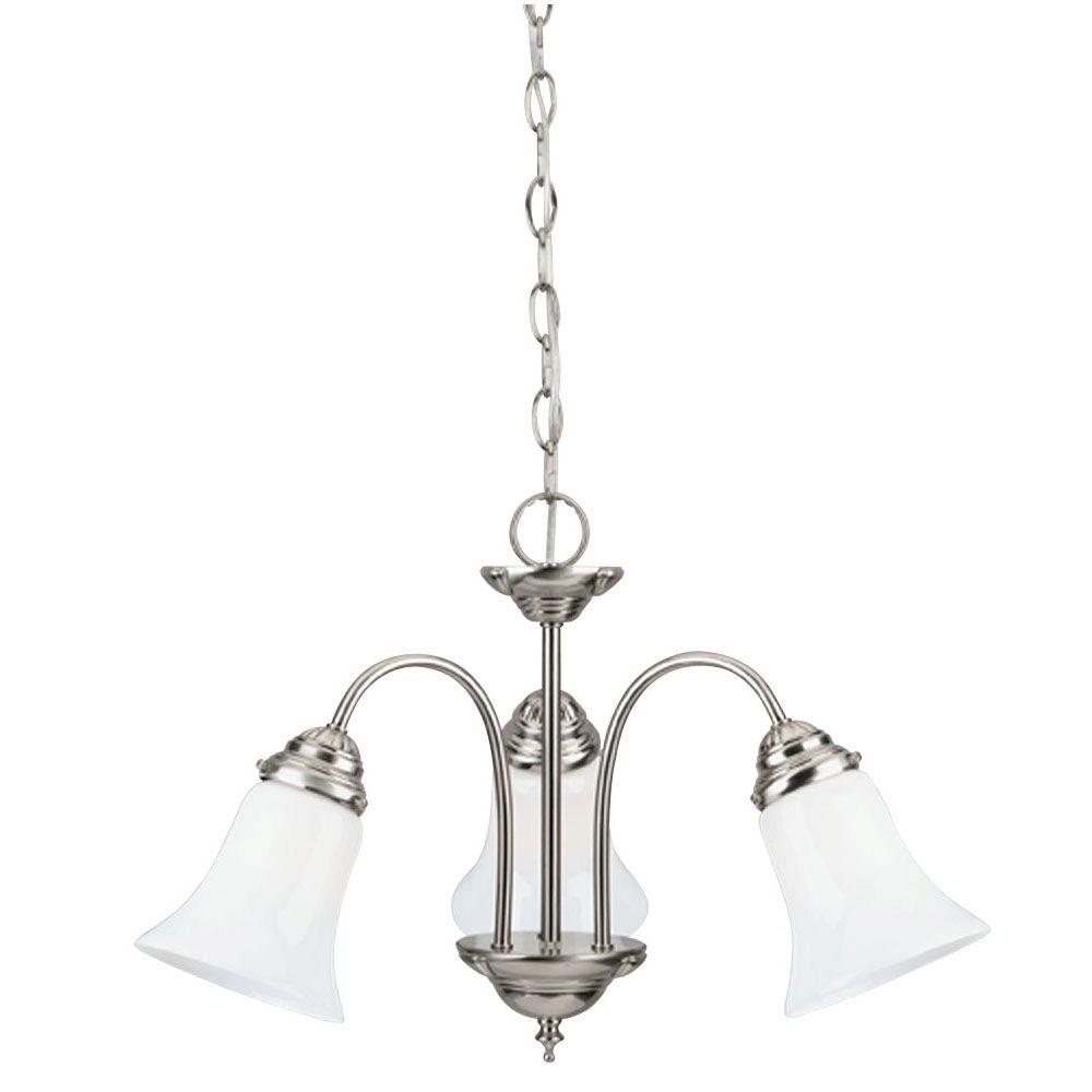 Westinghouse 3 Light Brushed Nickel Chandelier With White Opal Glass Westinghouse 3 Light