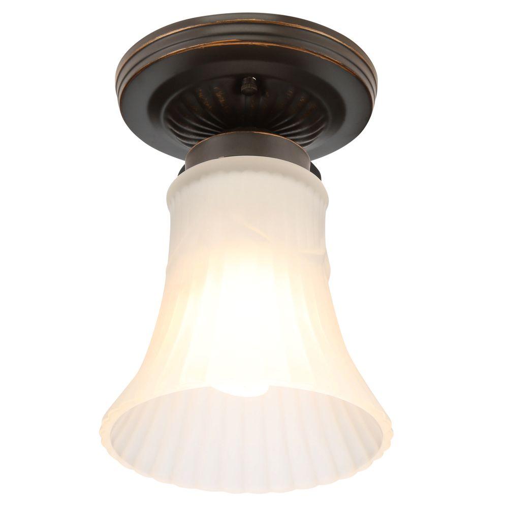 Home Garden Hampton Bay Makasa 2 Light Semi Flush White Ceiling