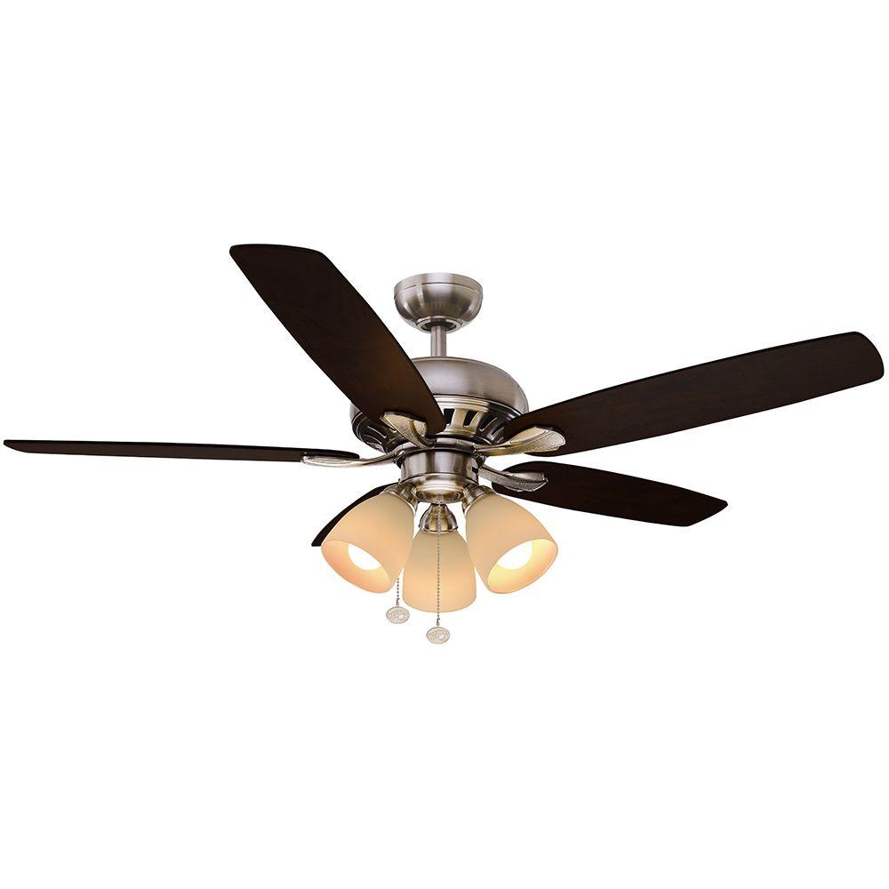 Hampton Bay Rockport 52 In Led Indoor Brushed Nickel Ceiling Fan Hampton Bay Rockport 52 In Led Indoor Brushed Nickel Ceiling Fan With Light Kit