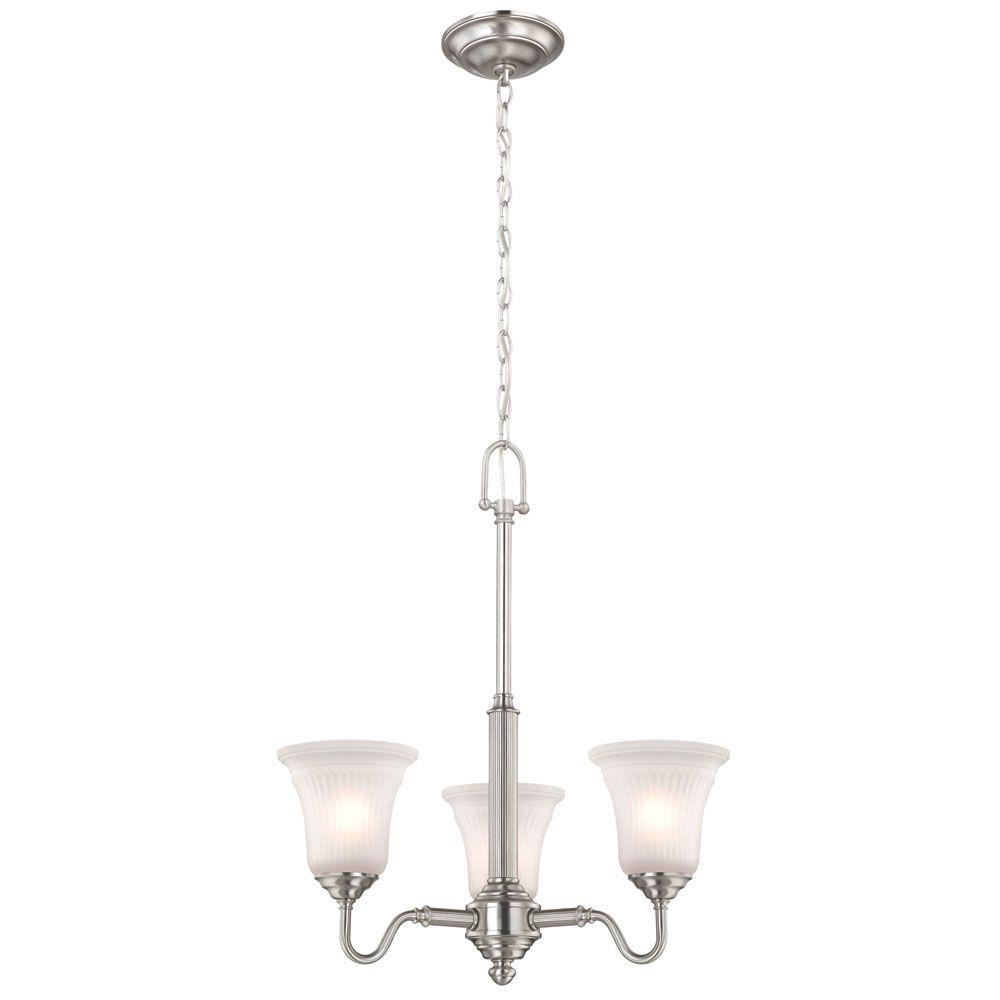 Hampton Bay 3 Light Chandelier Brushed Nickel Finish Garland Home Hampton Bay 3 Light Chandelier Brushed Nickel Finish