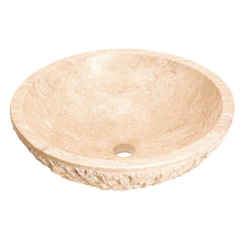Belle Foret Chiseled Round Stone Lavatory Sink In Durango Bfl6dur