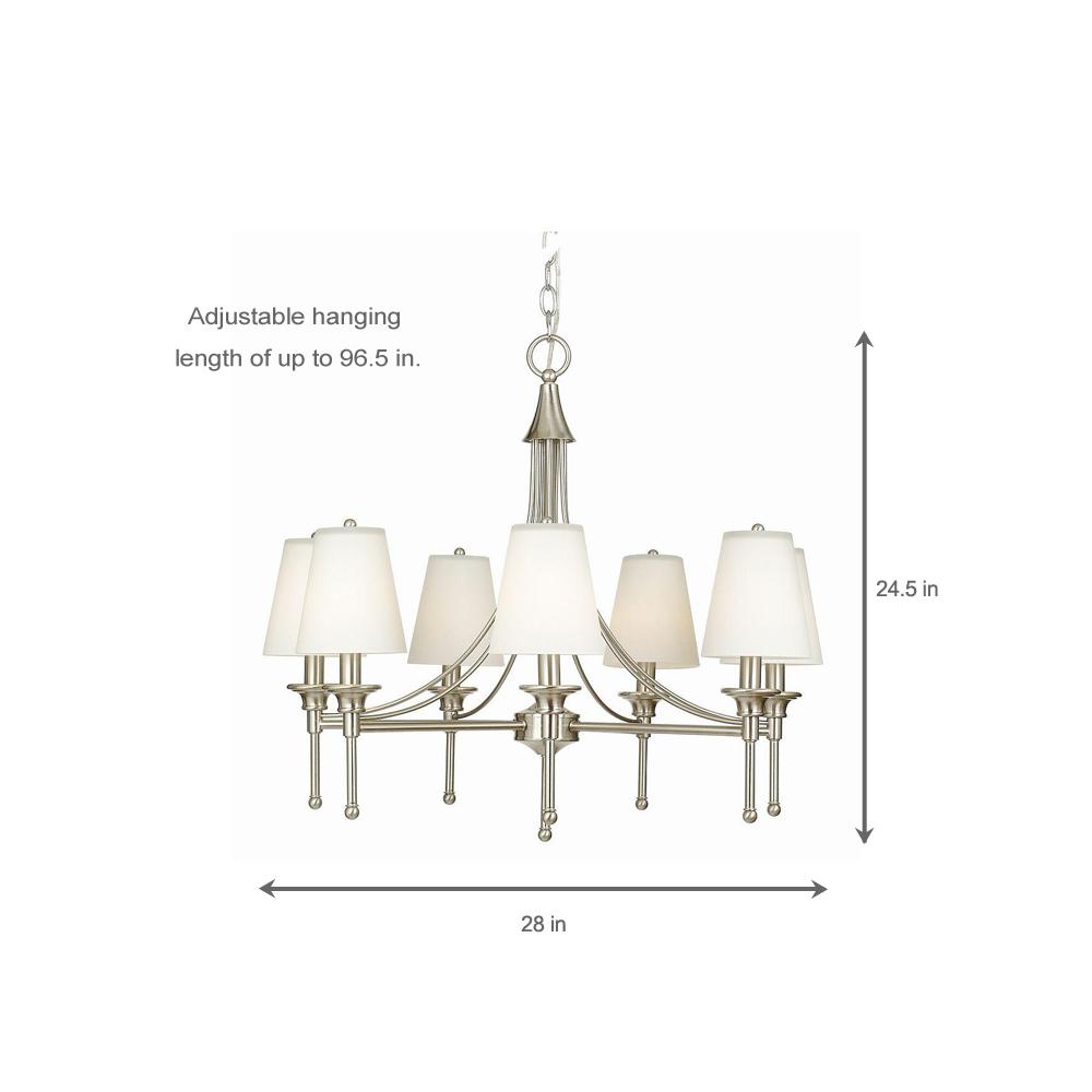 Hampton Bay Sadie 7 Light Satin Nickel Chandelier White Glass Hampton Bay