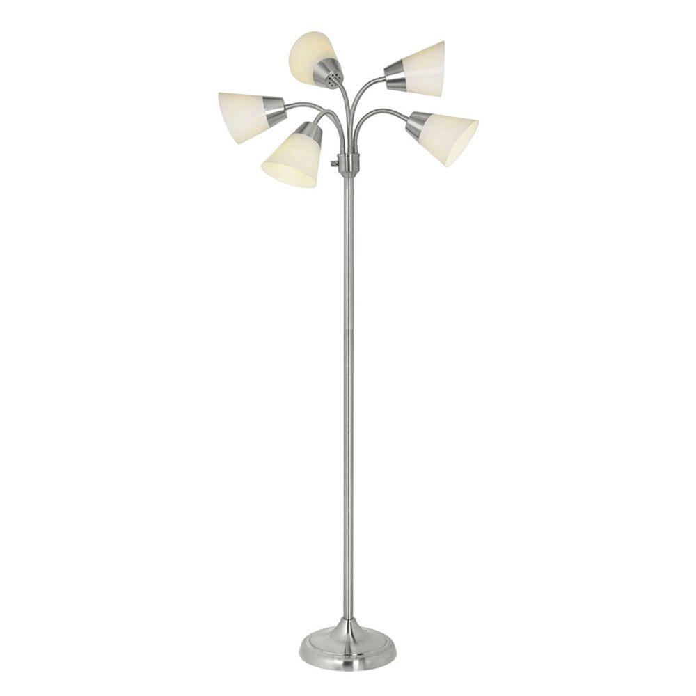 Hampton Bay 66 In Satin Nickel Floor Lamp With 5 Plastic Bell Hampton