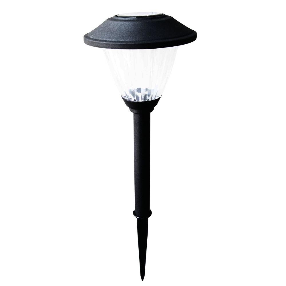 Hampton Bay Solar Black Outdoor Led Path Light Ribbed Pattern Glass Hampton Bay Solar Black Outdoor Led Path