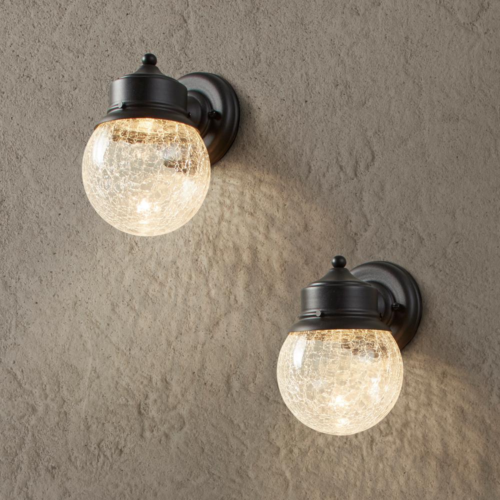 Hampton Bay Sandy Black Outdoor Led Wall Mount Lantern 18230 2 Pack Hampton Bay Sandy Black Outdoor Led Wall Mount Lantern