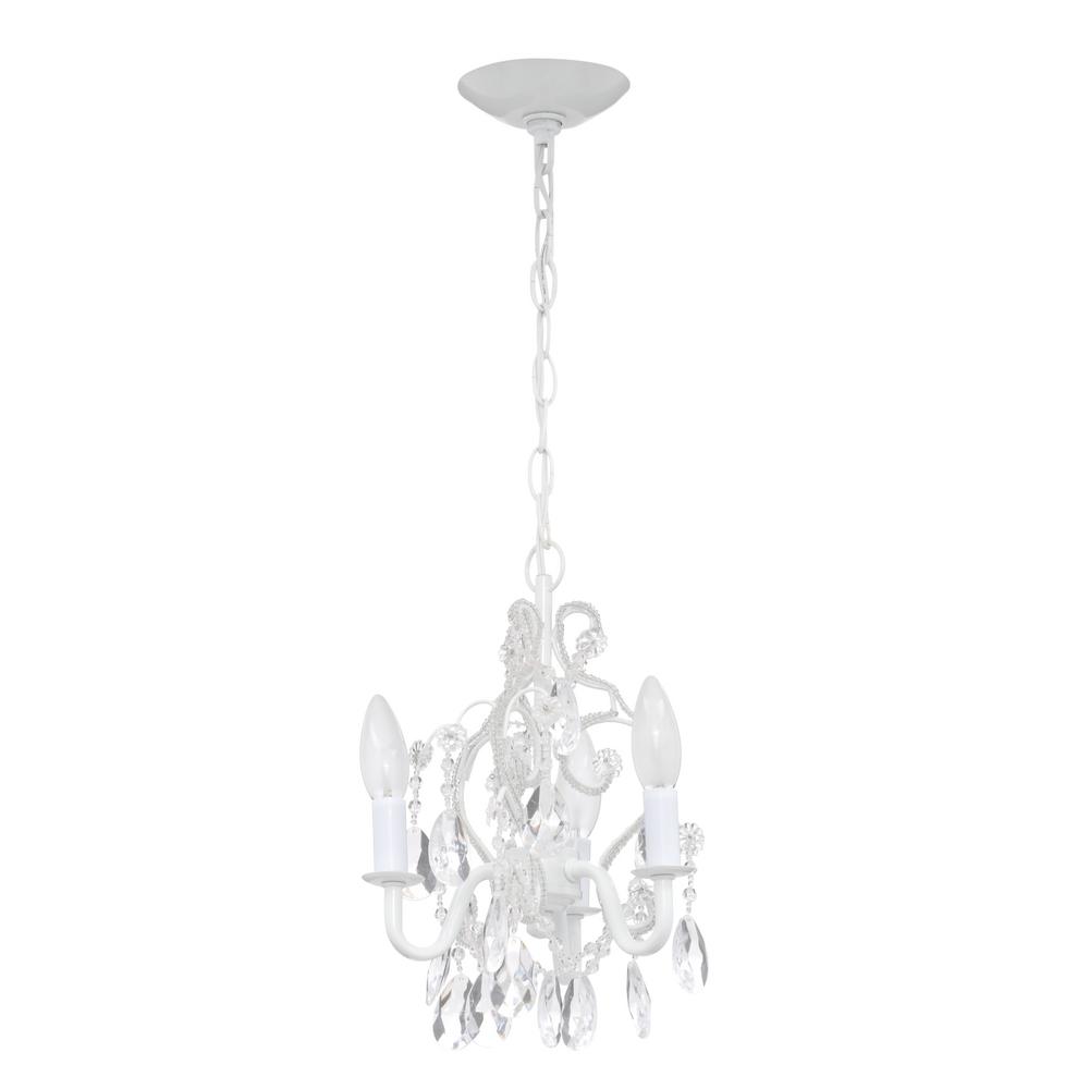 Hampton Bay 3 Light White Mini Chandelier W Crystal Drops Hampton Bay 3 Light White Mini Chandelier